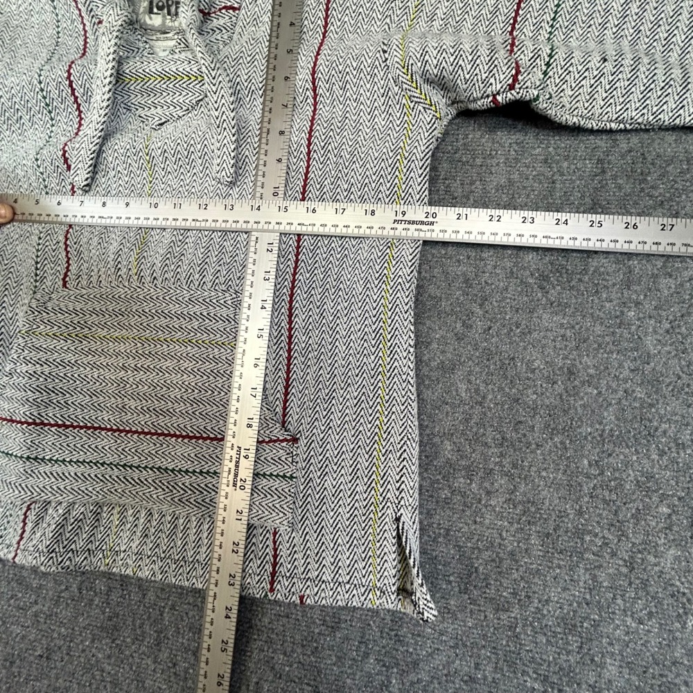 Original Senor Lopez Baja Hoodie Grey White Striped Woven Pullover Mens Medium - Picture 4 of 5
